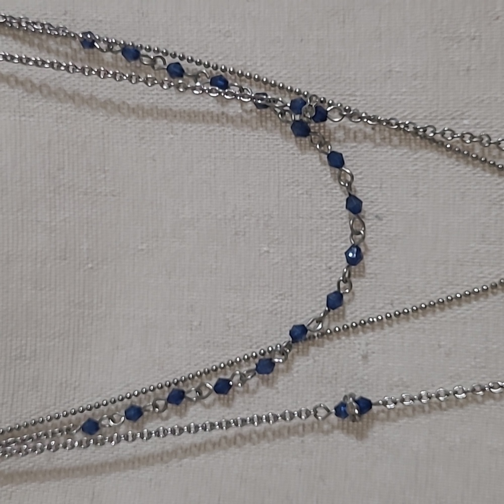 TRIPLE layered Blue Stones Necklace 💙 - Picture 5 of 14
